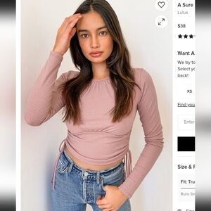 Lulu's| "A sure thing" Ruched Long Sleeve Top